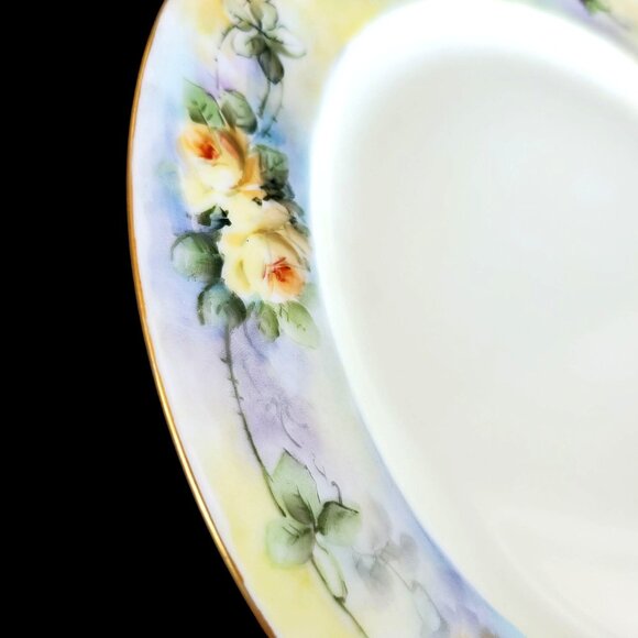 Vintage Haviland Signed Hand Painted Dinner Plate 9.5 Inch Yellow Roses - Picture 2 of 10